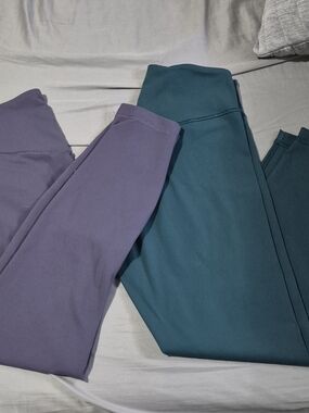 Two Lululemon Teal and Lavender Leggings REALLY GOOD CONDITION